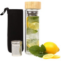 450ml Borosilicate Glass Water Fruit Infuser and Bamboo Lid Bottle